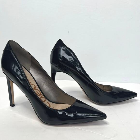 Sam Edleman 8.5 Dea Pointed Toe Black Patent Leather Pump Stiletto High Heels - Picture 7 of 9
